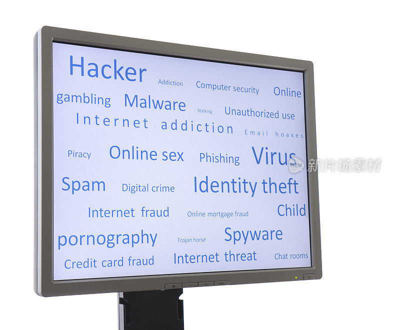 网络危险词显示在监视器上