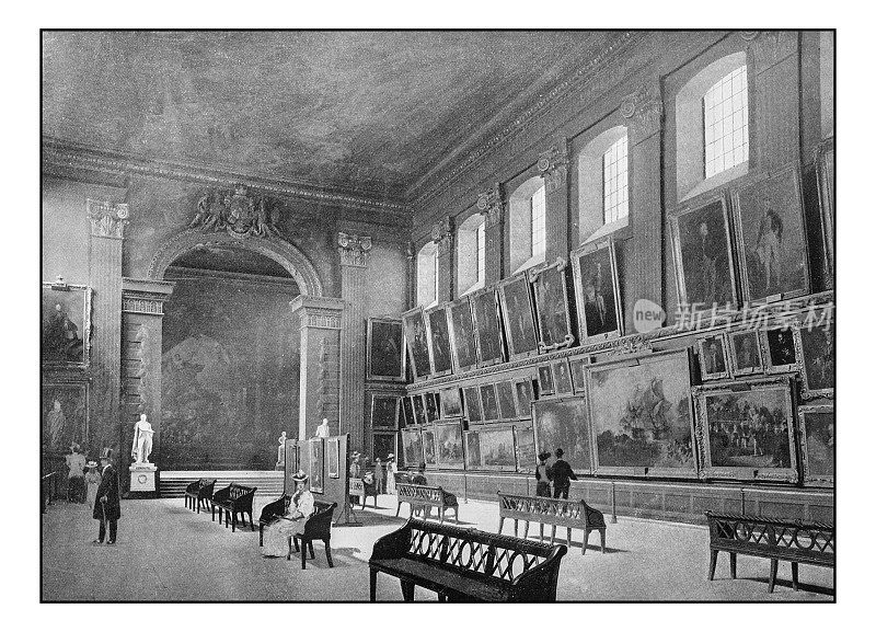 伦敦的古董照片:格林威治医院，油漆墙