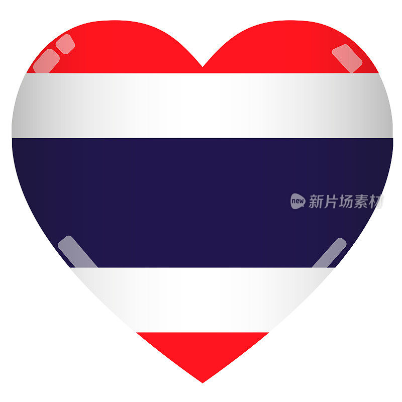 闪亮的2D泰国国旗心
