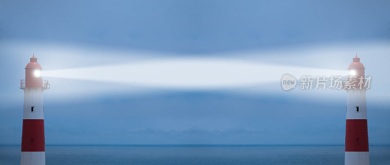 灯塔与梁搏斗，大海为背景