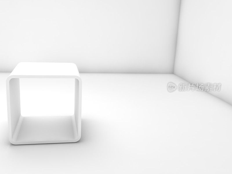 白色的展台在空白的室内，3d渲染