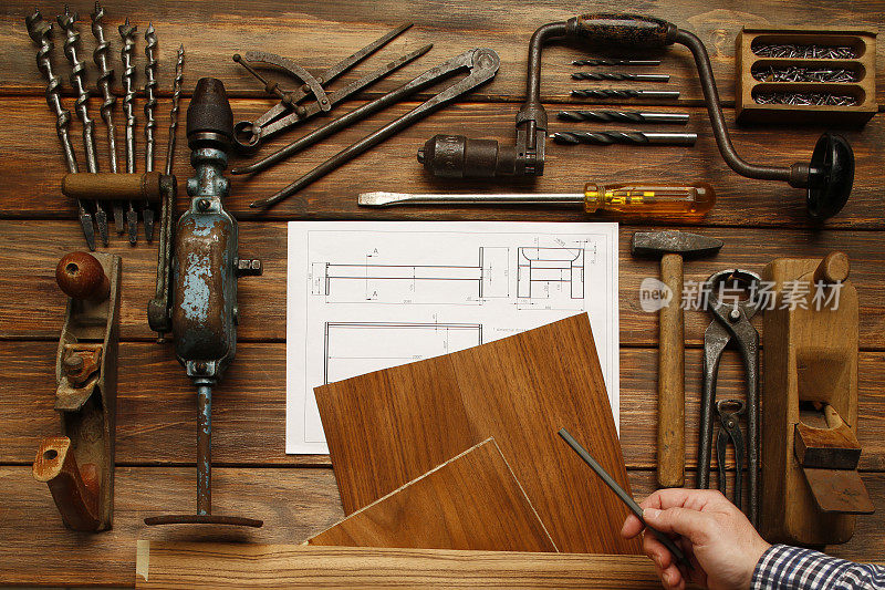 工作工具DIY老式木工工具，手工工具
