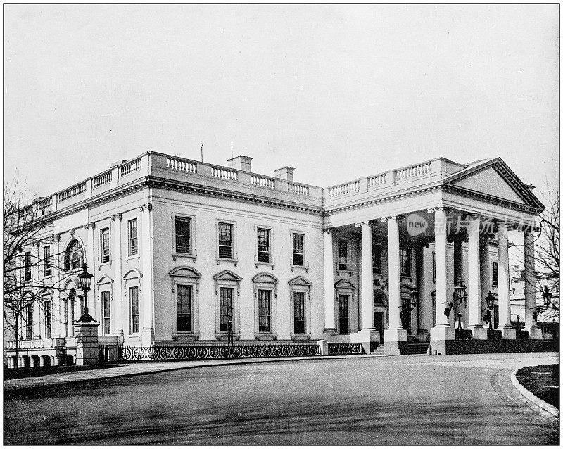 世界著名景点的古老照片:美国华盛顿特区白宫