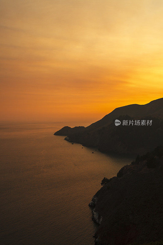 马林海岬和金门海峡的日落