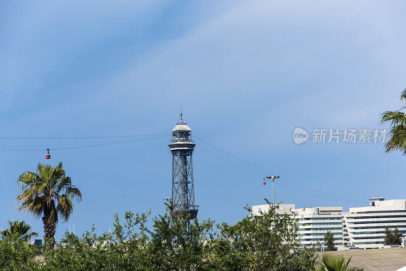 从蒙尤伊克到巴塞罗那港口的缆车