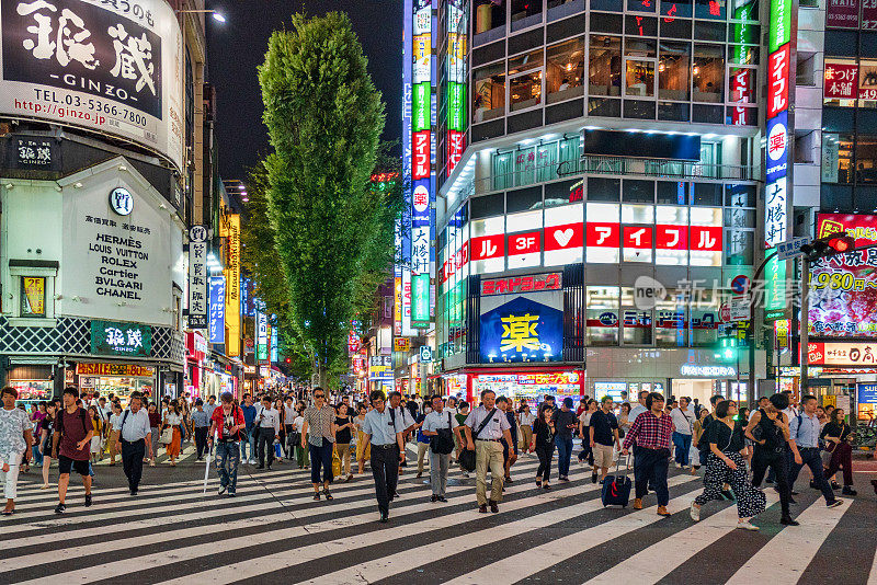 日本东京新宿歌舞伎町红灯区的街景