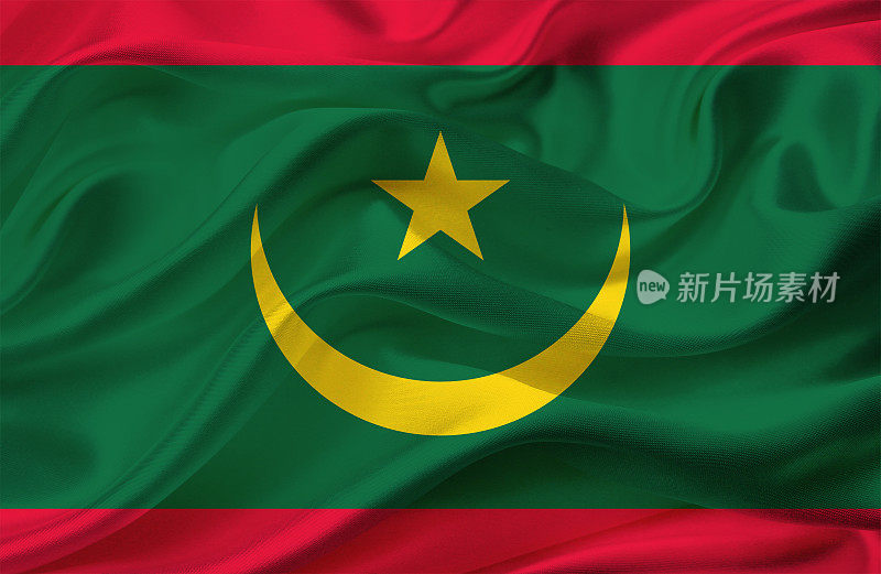 毛里塔尼亚挥舞着国旗