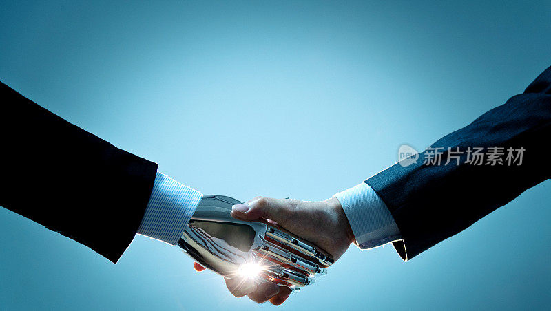 商人与机器人握手