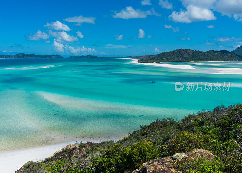 全景照片的圣灵岛，蓝绿色的海和怀特黑文海滩，昆士兰，澳大利亚