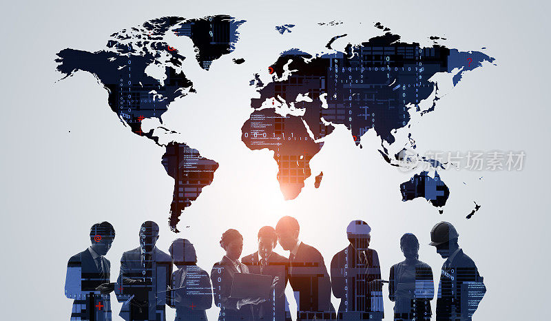 全球商业网络概念。群商人。团队合作。人力资源。