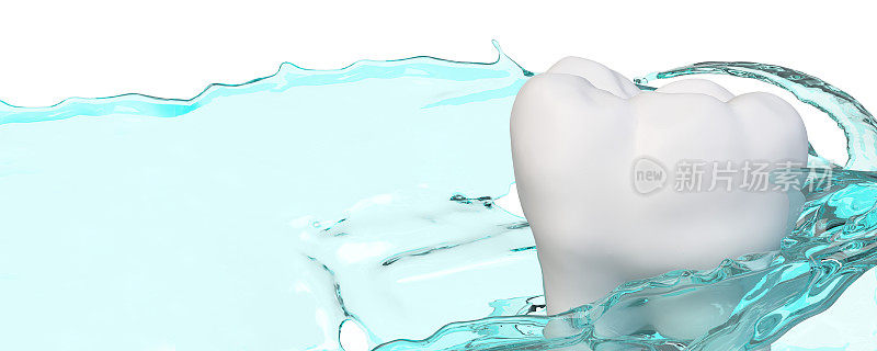 白牙绿松石水在极简设计漱口水广告与文字空间