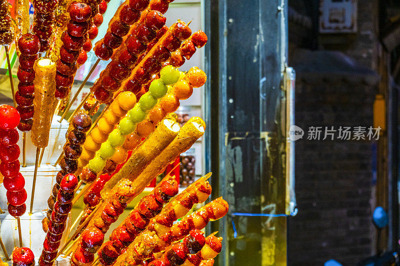 中国北京的冬季小吃冰糖葫芦