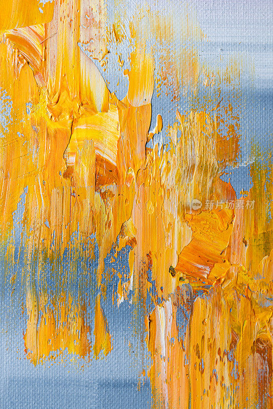 油画抽象艺术-橙色与蓝色