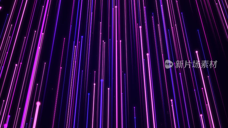 紫色星光轨迹背景，长曝光数字能量条纹线运动，彩色未来时尚发光速度霓虹灯背景3d渲染
