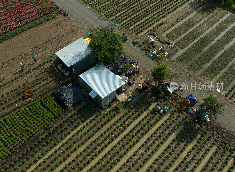 航拍照片的花村种植春节假期，天江省