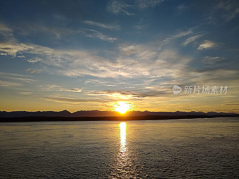 海上地平线上的日落