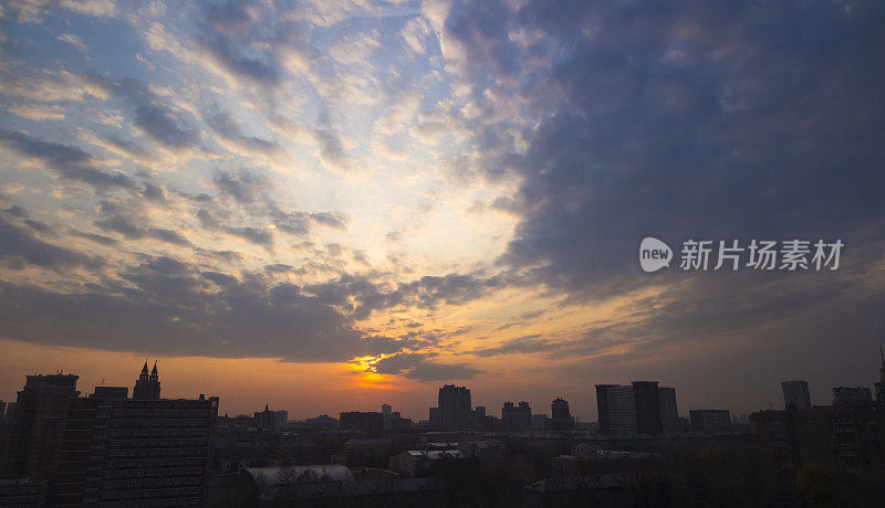 日落莫斯科城市全景