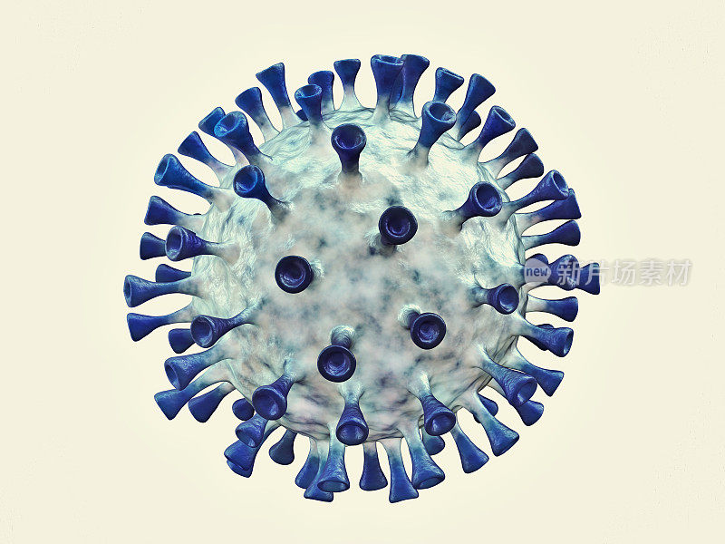 在明亮背景下分离的冠状病毒细胞结构的详细特写