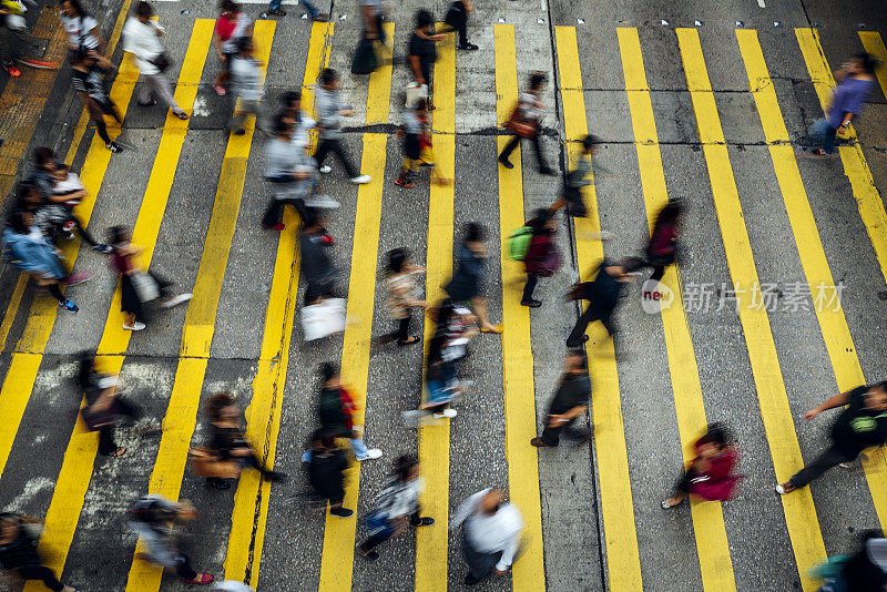 中国香港人潮的顶视图