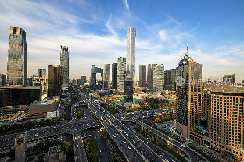 北京中央商务区高楼大厦天际线，北京中国城市景观