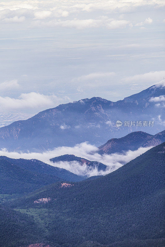 从派克峰山顶科罗拉多的远景风景