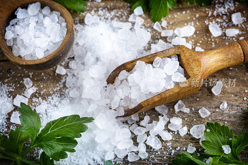 粗粒海盐的特写镜头