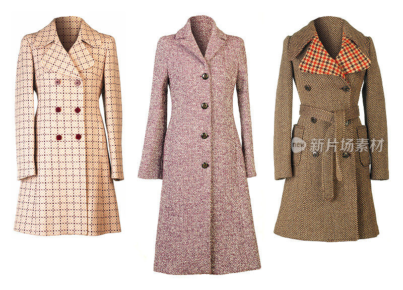 三件裁剪好的女人秋季大衣