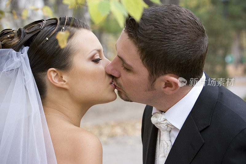 新娘和新郎分享亲吻