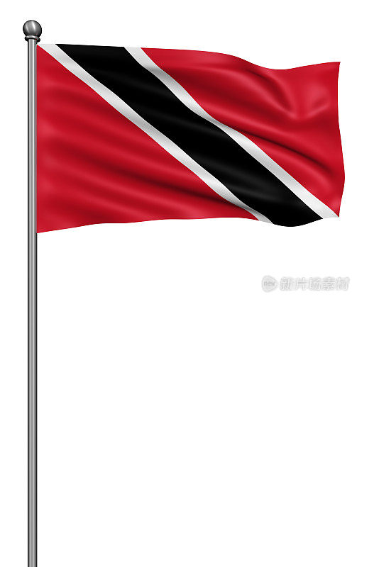 逼真的3d旗帜特立尼达和多巴哥迎风飘扬。
