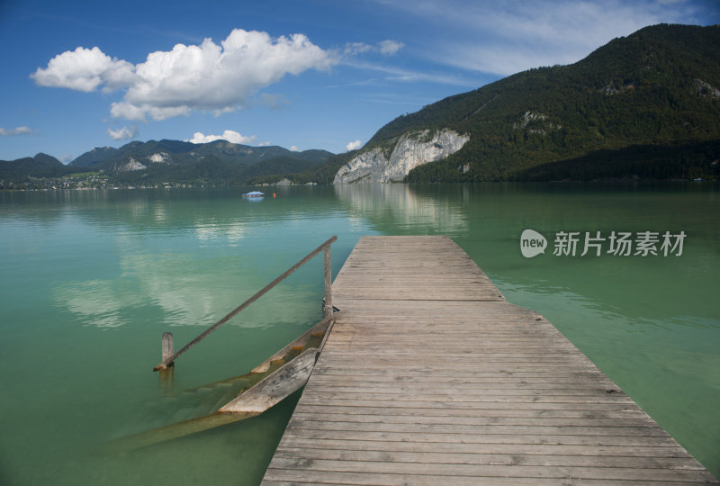 奥地利美丽的湖，有码头