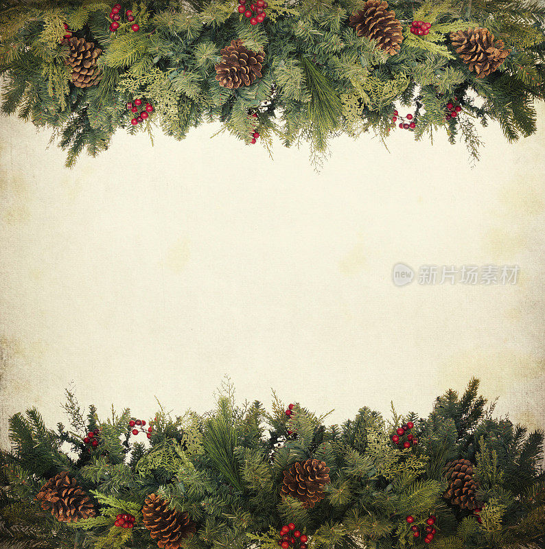 圣诞假日花环花环框架纹理背景