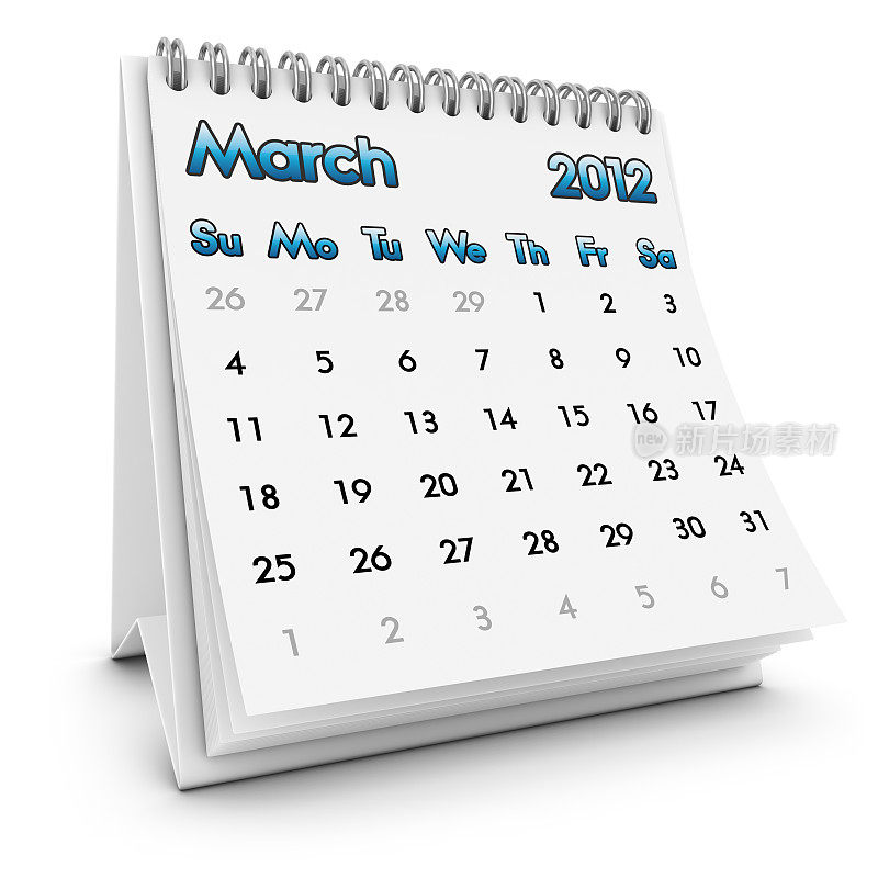 桌面日历2012年3月