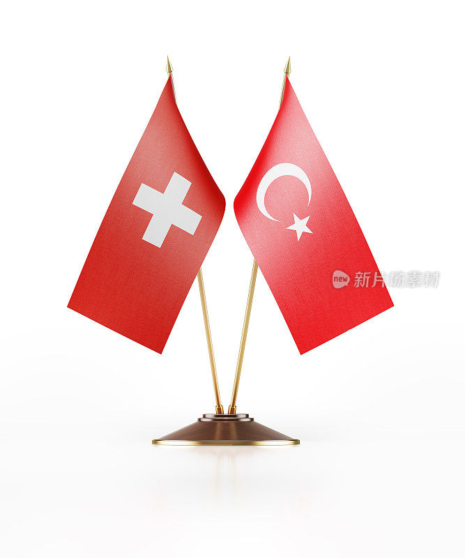 瑞士和土耳其的微型国旗