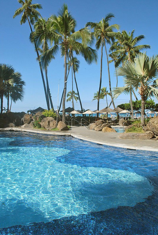 热带温泉度假村的游泳池。