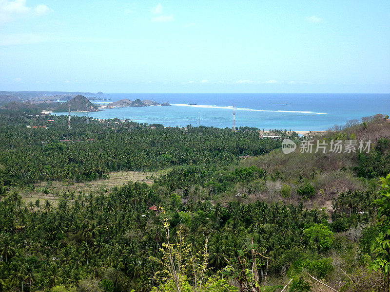 库塔，全景-龙目岛南海岸印度尼西亚