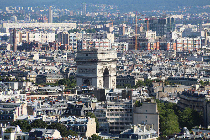 鸟瞰法国巴黎凯旋门