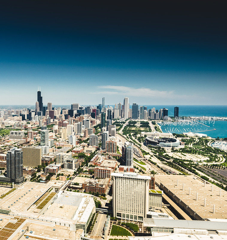 芝加哥天际鸟瞰图