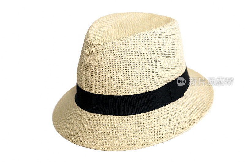 夏天的帽子，草帽孤立在白色的背景上，复制空间