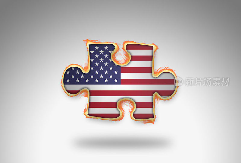 燃烧3D拼图美国国旗