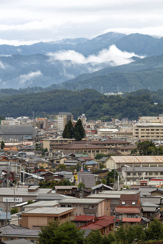 日本高山市鸟瞰图