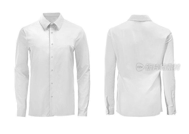 白色正式衬衫与纽扣领孤立在白色