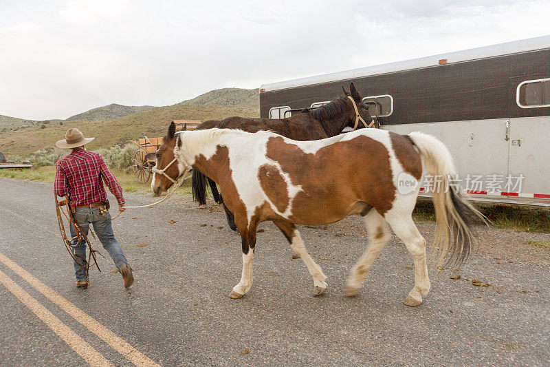 美国犹他州盐湖城桑塔昆山谷乡村牛仔骑马
