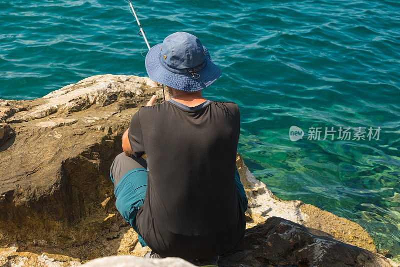 垂钓，垂钓在爱琴海，希腊