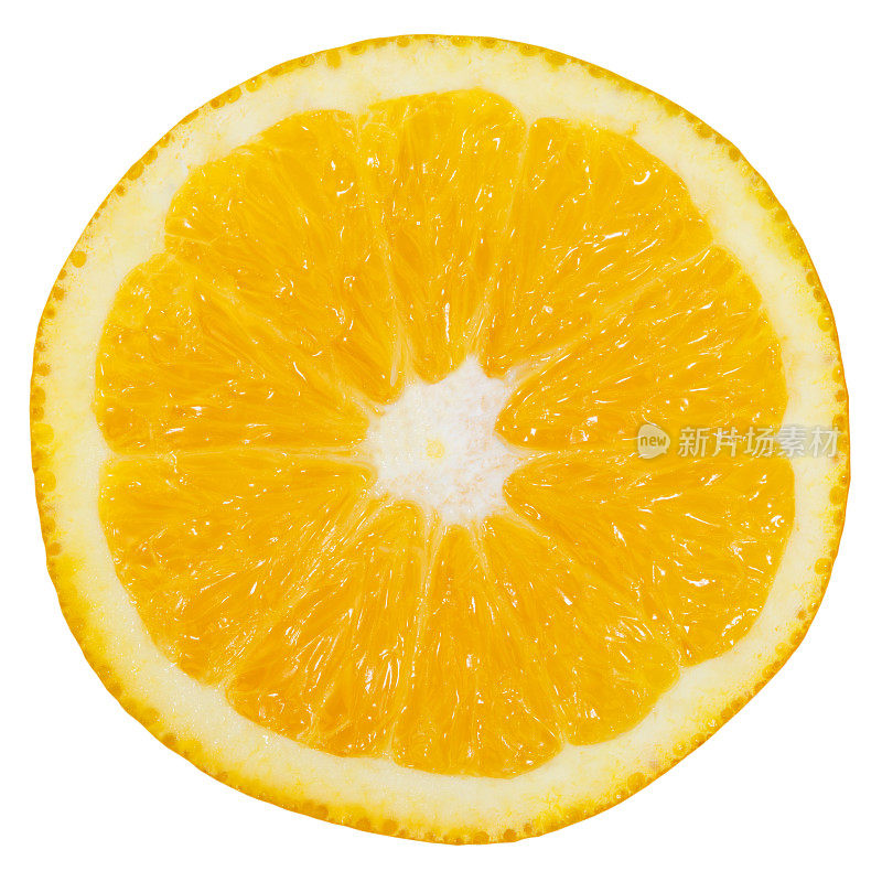 橙色切片水果，孤立在白色上