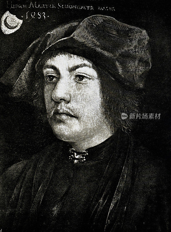 马丁·Schongauer的肖像，1448-1491，德国画家和雕刻家
