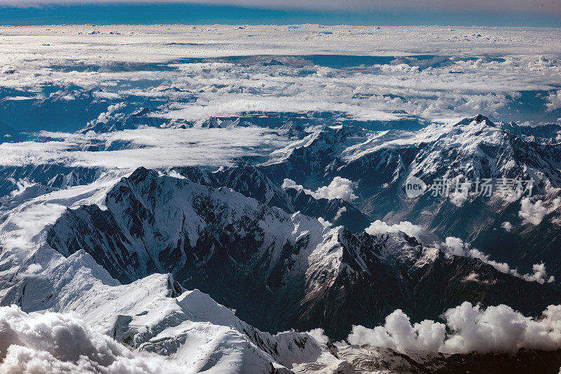 鸟瞰图巴基斯坦山脉，K2，巴基斯坦，喜马拉雅山，中亚