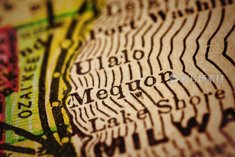 威斯康辛州的Mequon古董地图