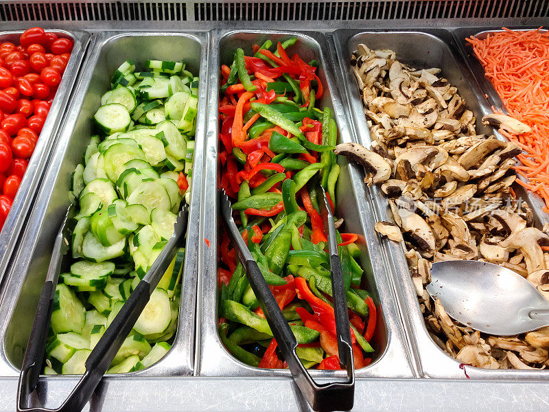 沙拉吧，餐厅，有机蔬菜，不锈钢托盘