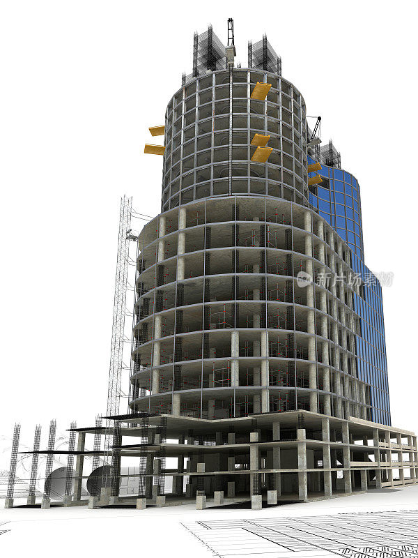 摩天大楼建筑的3D图像