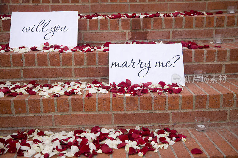 户外求婚，浪漫，爱情，花，花瓣，玫瑰，惊喜，你愿意嫁给我吗